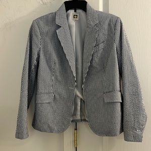 Anne Klein blue/white striped blazer. Size small